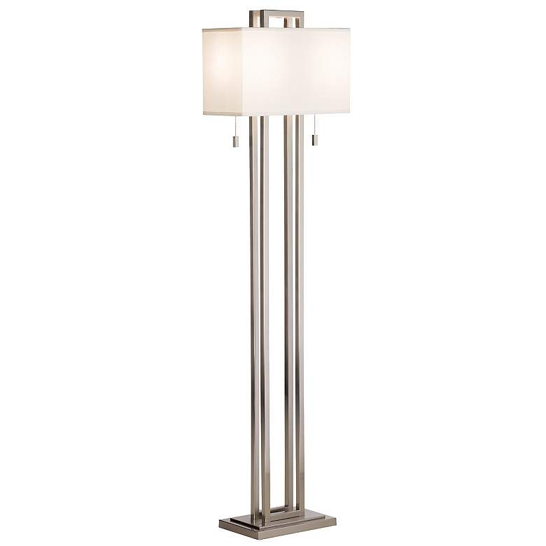 Possini Euro Design Double Tier Brushed Nickel Floor Lamp - Style # 51639 - Image 0