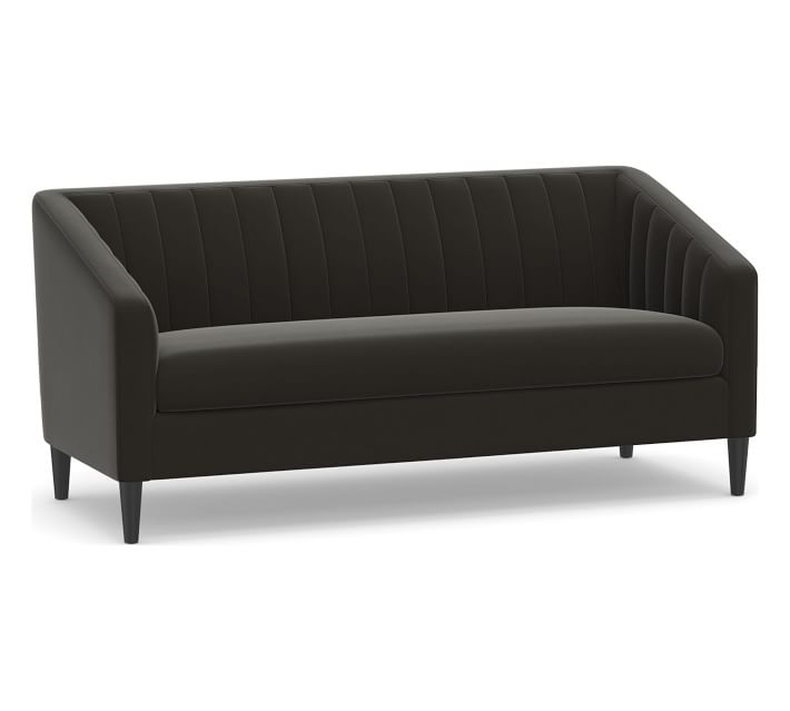 SoMa Elsie Upholstered Sofa 72", Polyester Wrapped Cushions, Performance Everydayvelvet(TM) Smoke - Image 0