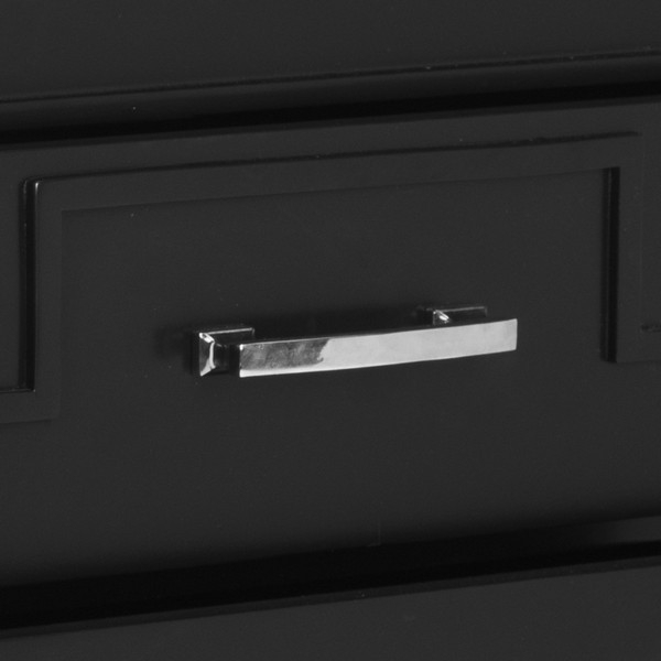 Raina Three Drawer Greek Key Nightstand - Black - Arlo Home - Image 3