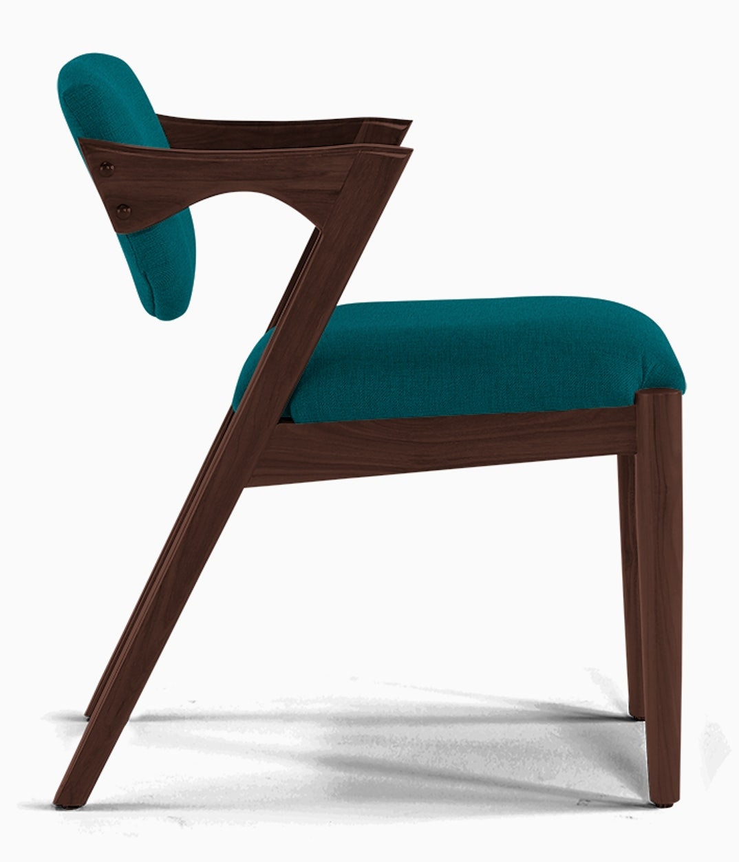 Blue Morgan Mid Century Modern Dining Chair - Key Largo Zenith Teal - Walnut - Image 3