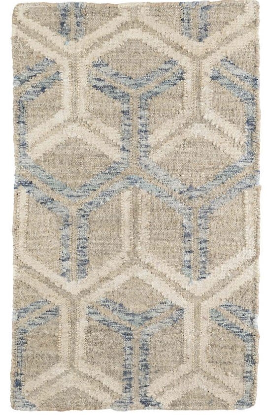Dash & Albert Tala Woven Jute & Cotton Rug, Size 5ft 0in x 8ft 0in - Blue - Image 0
