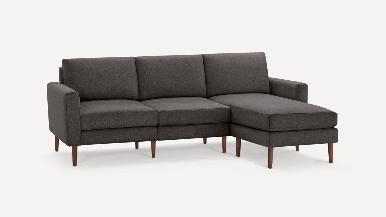 Nomad Sofa Sectional in Charcoal, Walnut Legs, Leg Finish: WalnutLegs - Image 0