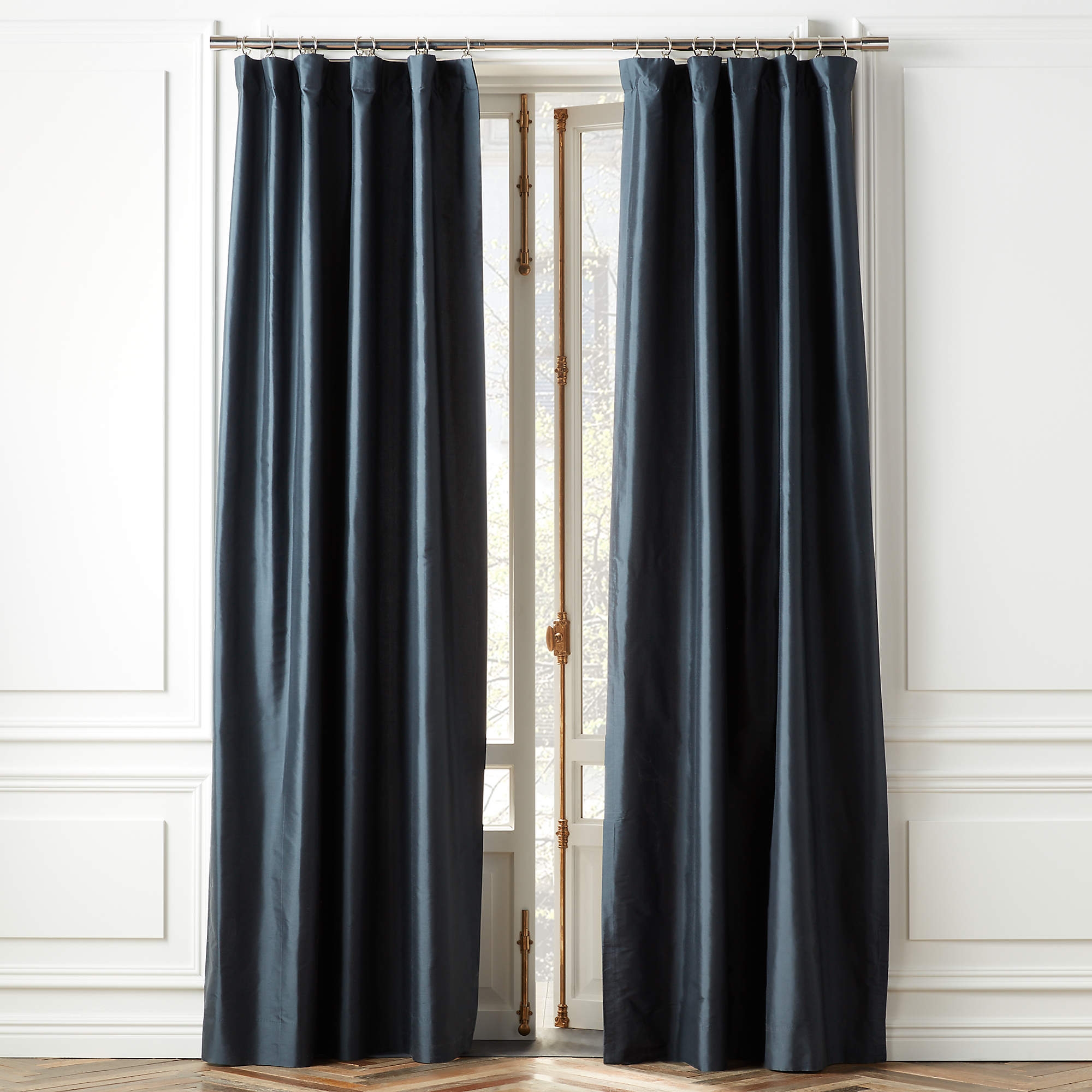 Seda Dark Green Dupioni Silk Window Curtain Panel 48"x96" - Image 1