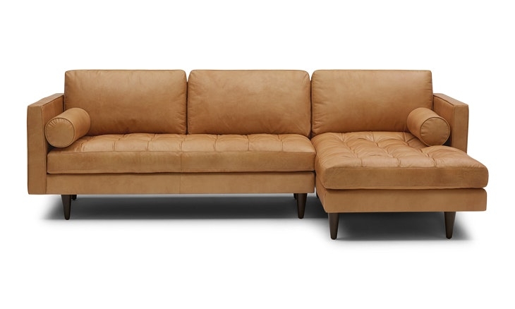 Briar Leather Sectional - Santiago Camel and Mocha - Right - Image 0