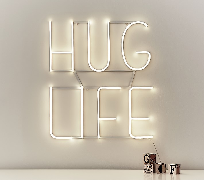 LED Sentiment Wall Light: Hug Life - Image 0