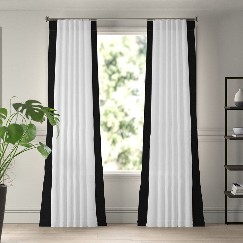 Winsor Cotton Solid Light Filtering Rod Pocket Single Curtain Panel - Image 0