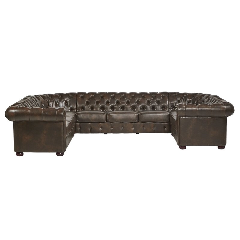 Lucious 142" Wide Faux Leather Symmetrical Large Sectional - Image 5