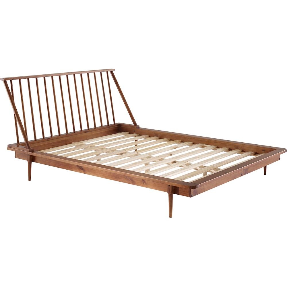 King Mid Century Modern Solid Wood Spindle Platform Bed - Caramel - Image 0