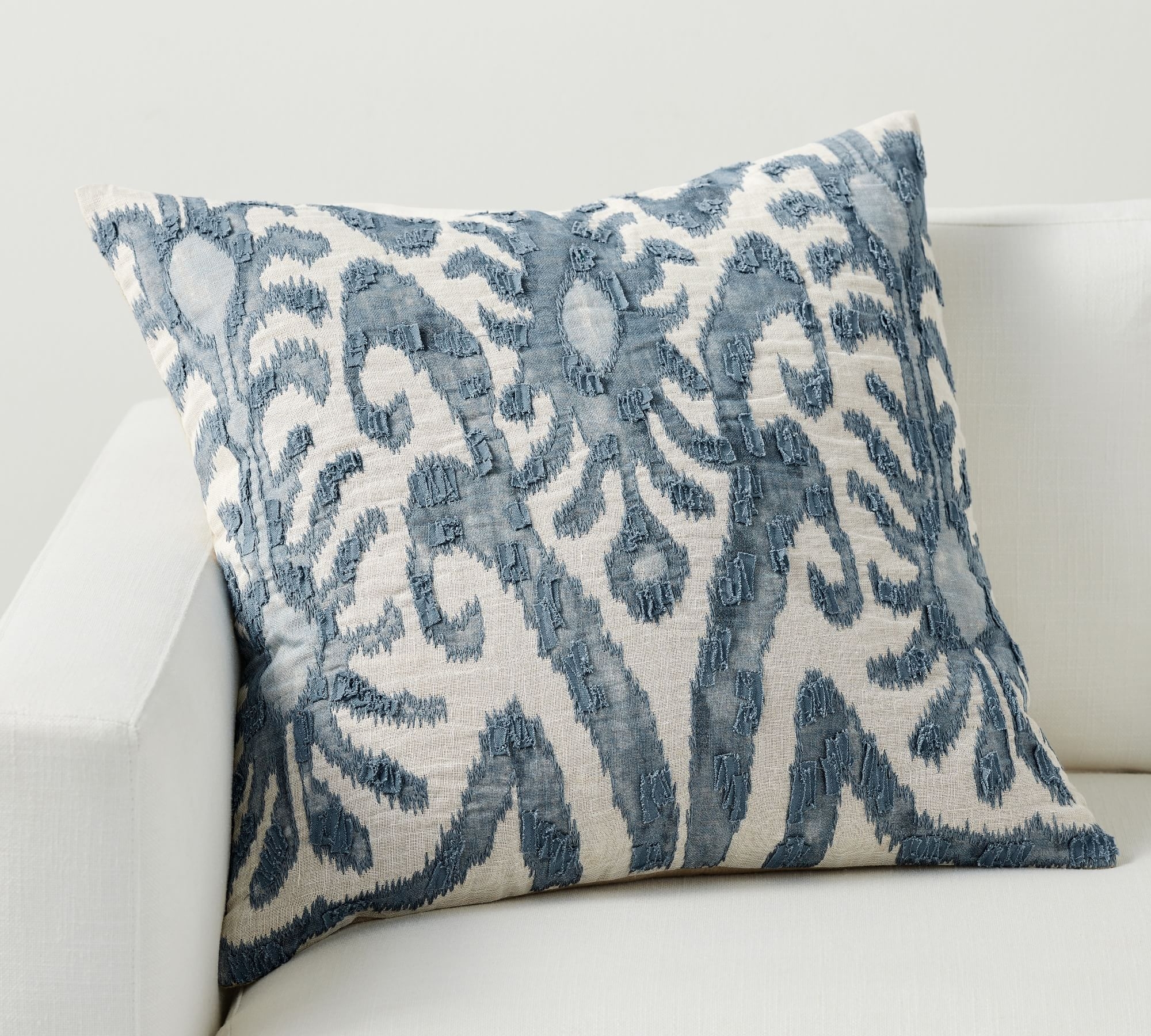Flint Embroidered Lumbar Pillow Cover, 16 x 26", Blue - Image 0