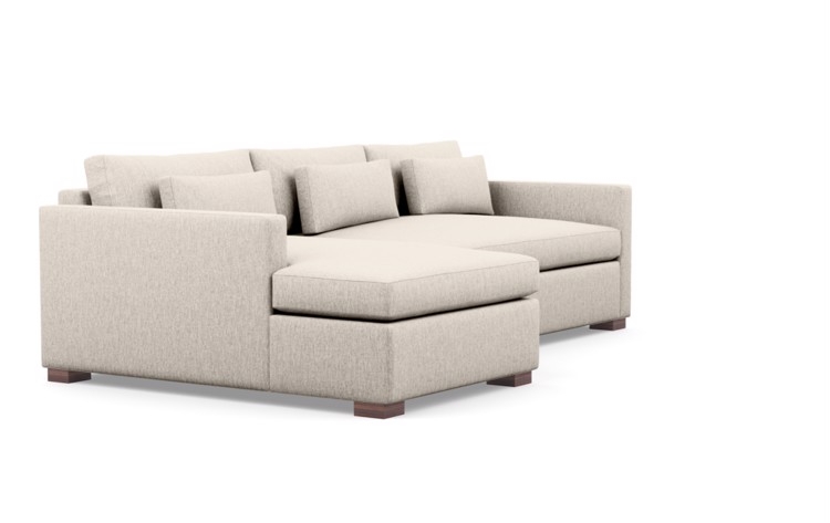 106" Charly Sectionals in Wheat Fabric with Oiled Walnut legs and 2 cushions - Image 1