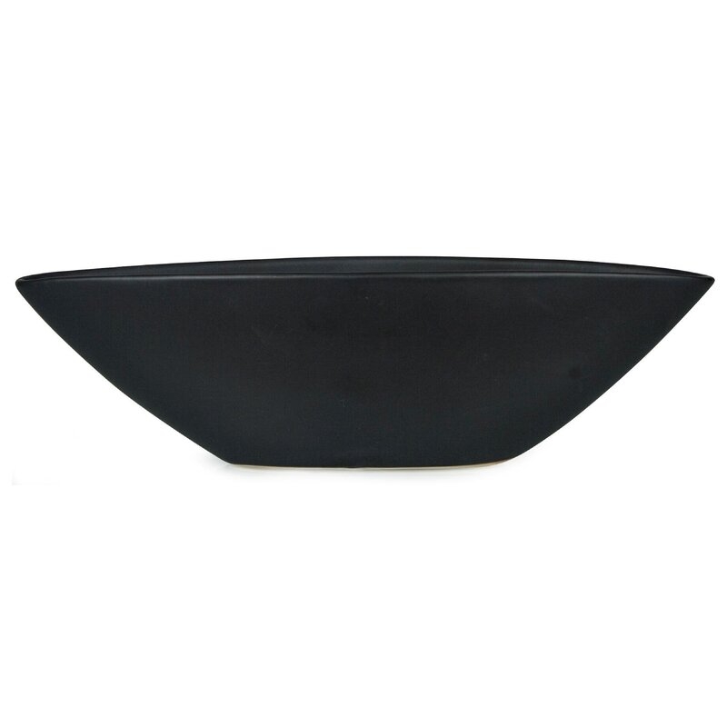 Gorshtein Ceramic Oval Decorative Bowl in Black // Size - Image 0