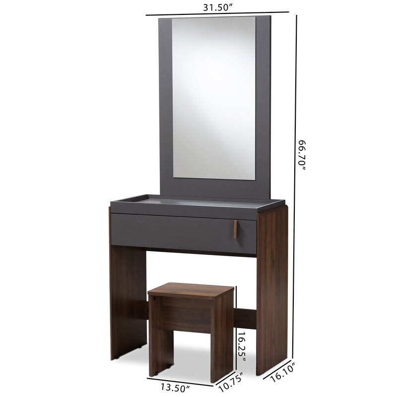 Askern Vanity Set with Stool and Mirror - Image 2