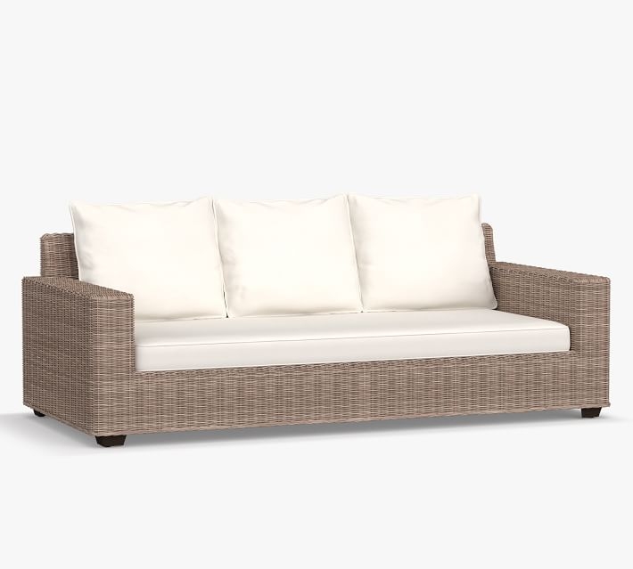 Torrey All-Weather Wicker Square Arm 86" Sofa with Cushion, Natural - Image 0