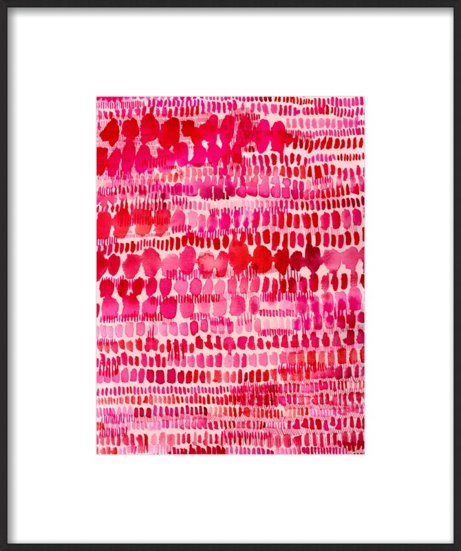 Pink and Red Watercolor Patterns Wall Art - with matte - (9x12" artwork size) - 15"x 18" final framed size - Image 0