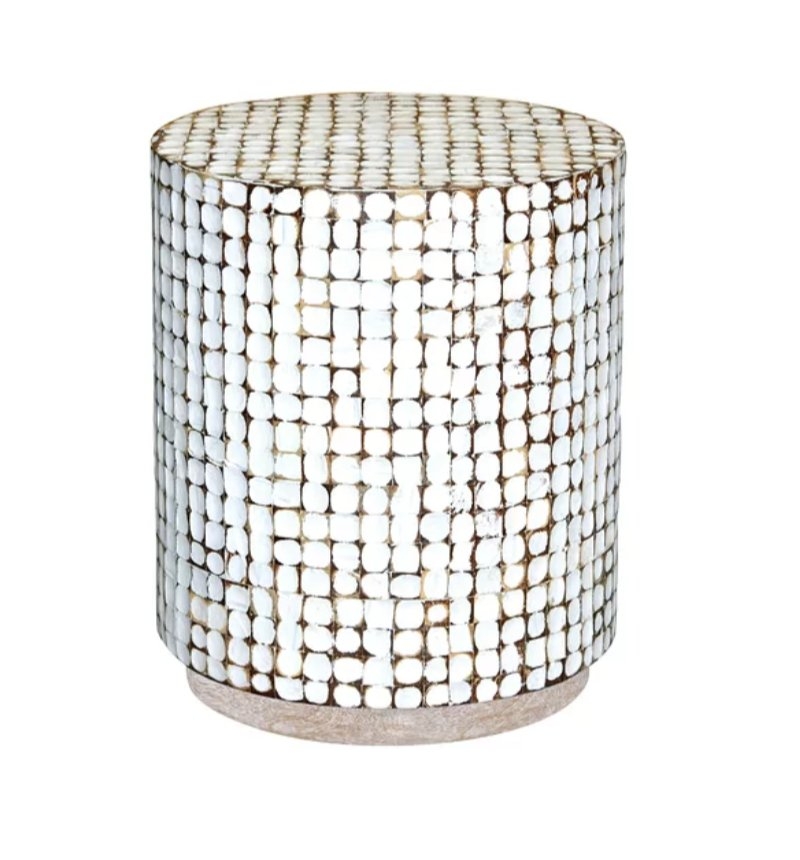 Sherlyn Solid Wood Drum End Table - Image 0