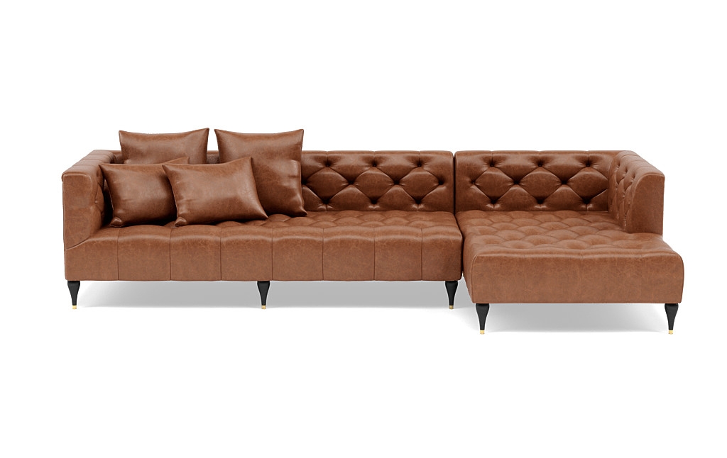 Ms. Chesterfield Leather Sectional Sofa with Right Chaise - Image 0