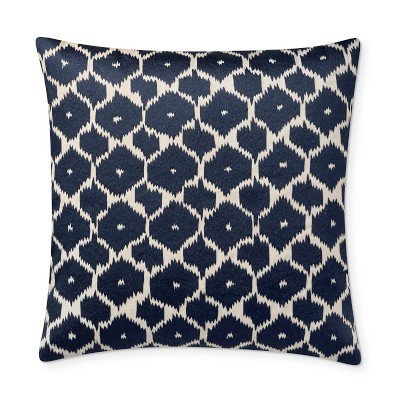 Medallion Embroidered Abaca Pillow Cover, 22" X 22", Navy - Image 0