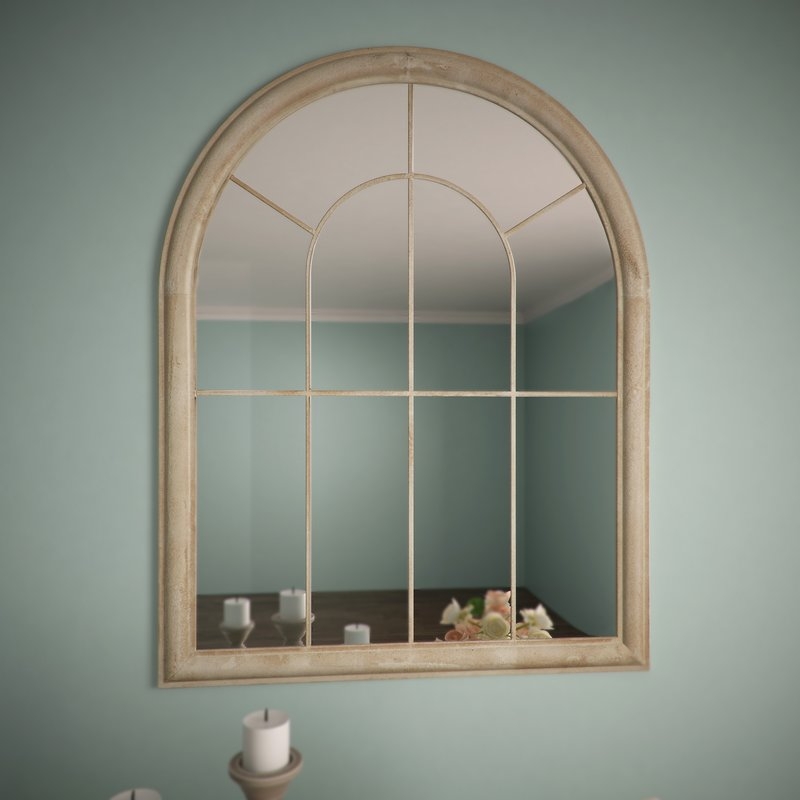 Round Top Windowpane Garden Mirror - Image 1