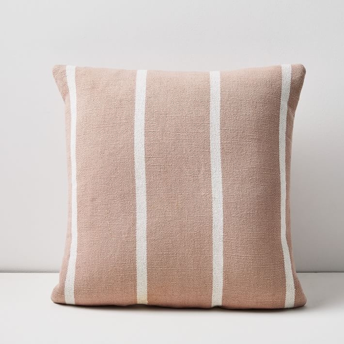 Outdoor Simple Stripe Pillow, 20"x20", Pink Stone - Image 0