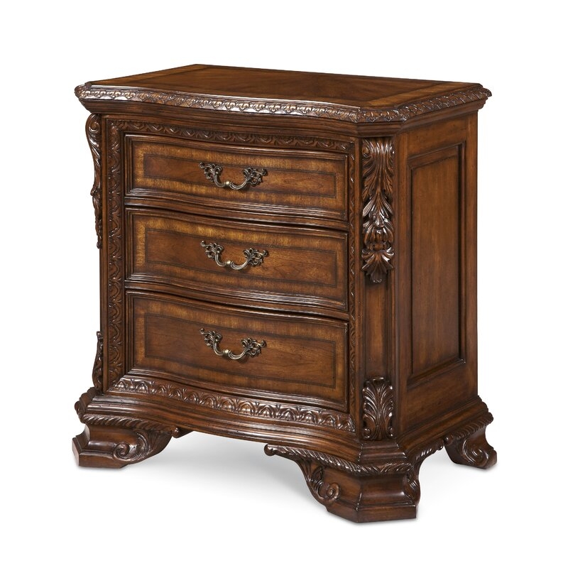 Old World 3 Drawer Nightstand - Image 0