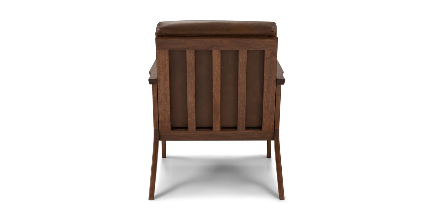 Otio Brown Leather Walnut Lounge Chair - Image 3