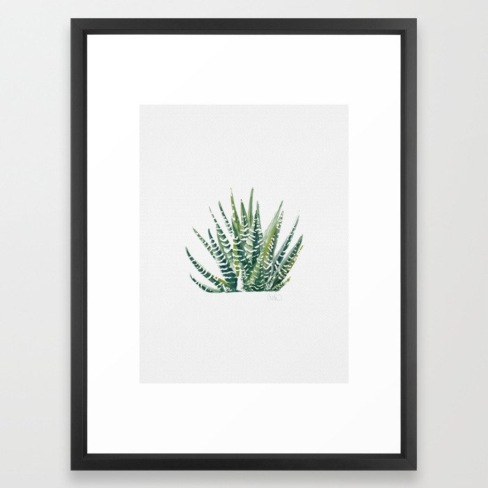 Zebra Cactus Framed Art Print - Vector Black - 20" x 26" - Image 0