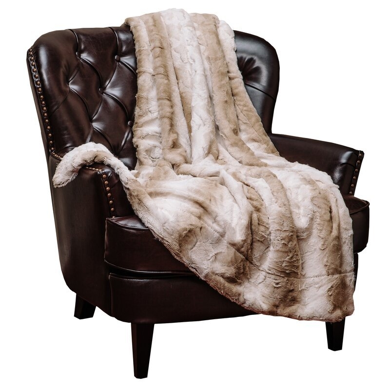 Nunnally Falling Leaf Faux Fur Throw - Image 0