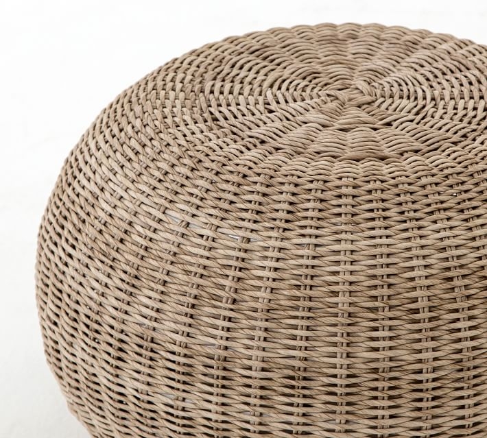 Annette Rattan Accent Stool, White - Image 2