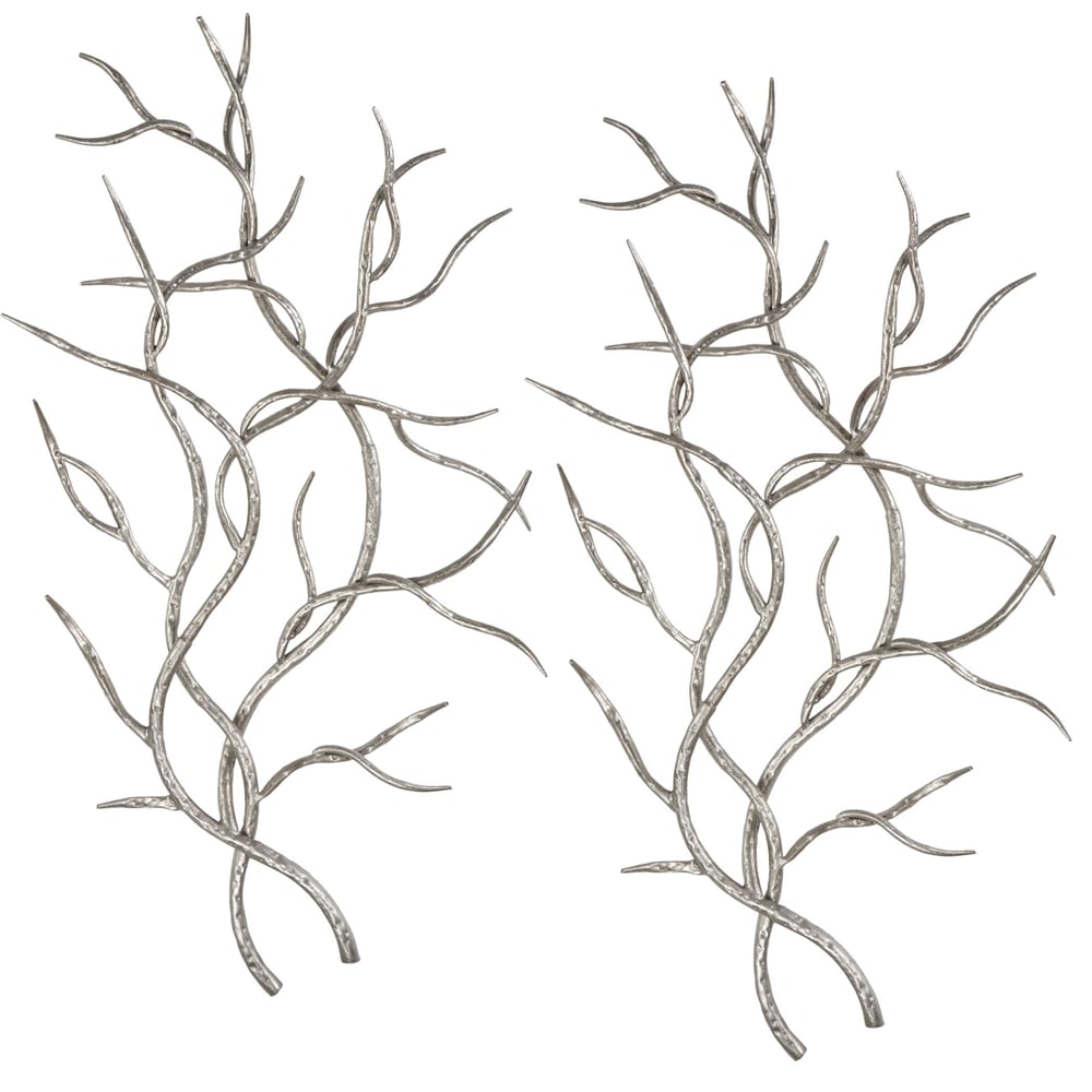 Silver Branches Metal Wall Decor, Set of 2 - Image 0