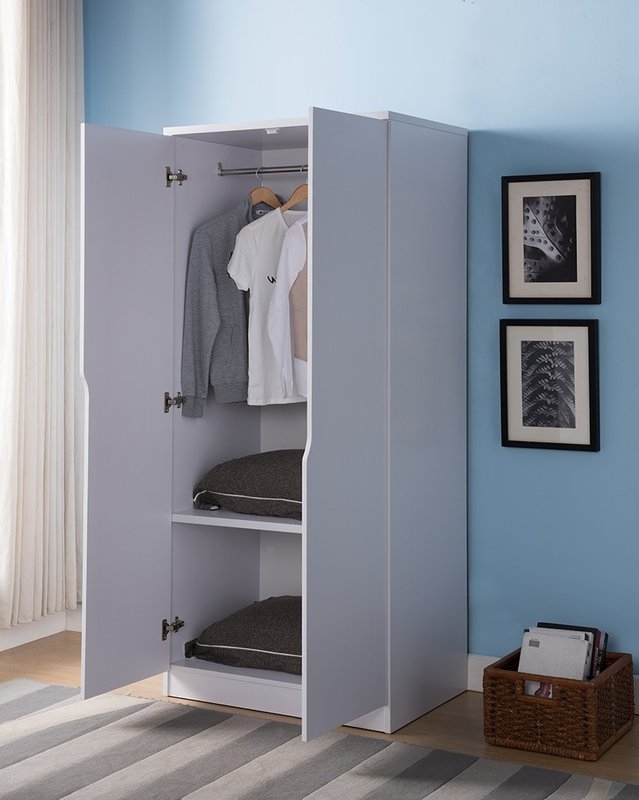 Carin Wooden Storage Cabinet Wardrobe Armoire- White - Image 1