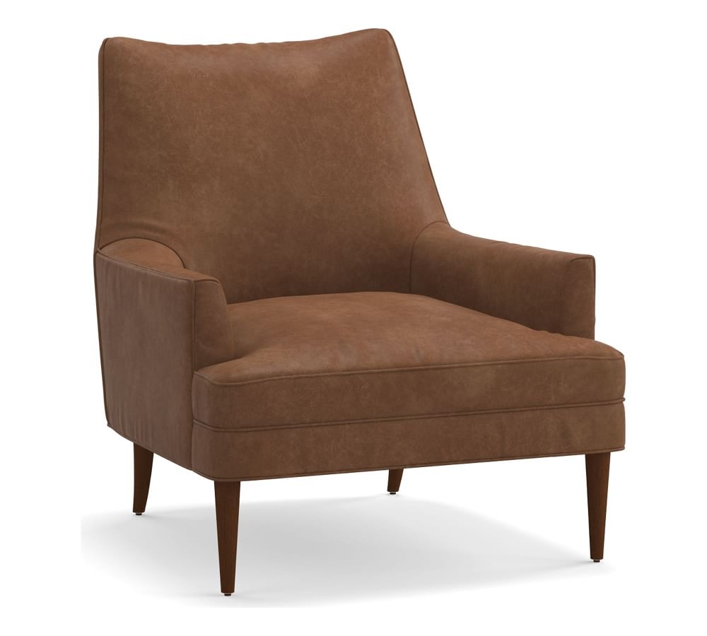 Reyes Leather Armchair, Polyester Wrapped Cushions, Statesville Toffee - Image 0