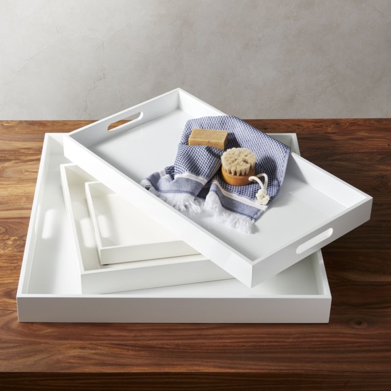 High-Gloss Extra Large Square White Tray - Image 2
