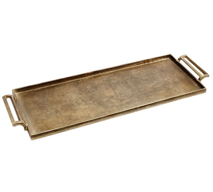 Metal Decorative Tray, Rectangle, Large, Gold - Image 0