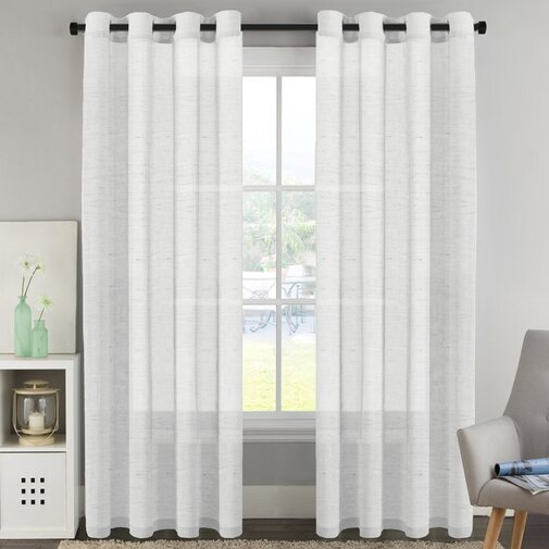 Surrett Luxury Solid Color Sheer Grommet Curtain Panels - set of 2 - 95" white - Image 0