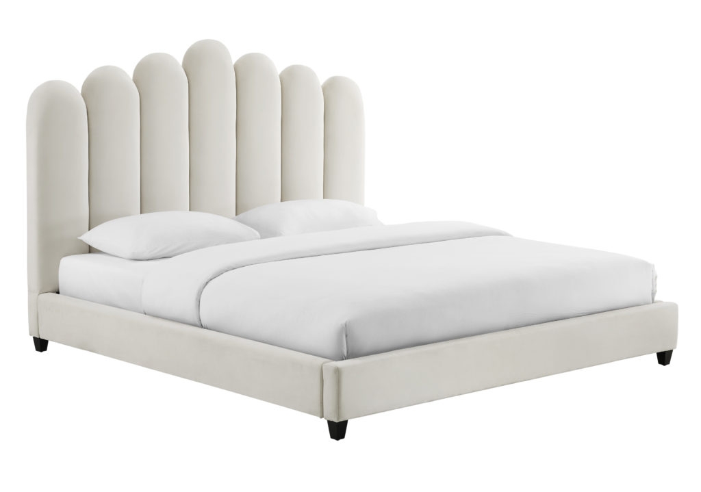 Celine Cream Velvet Bed in King - Image 0