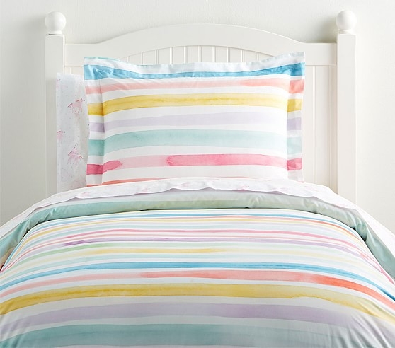 Organic Kayla Rainbow Stripe Duvet Cover, Full/Queen - Image 0
