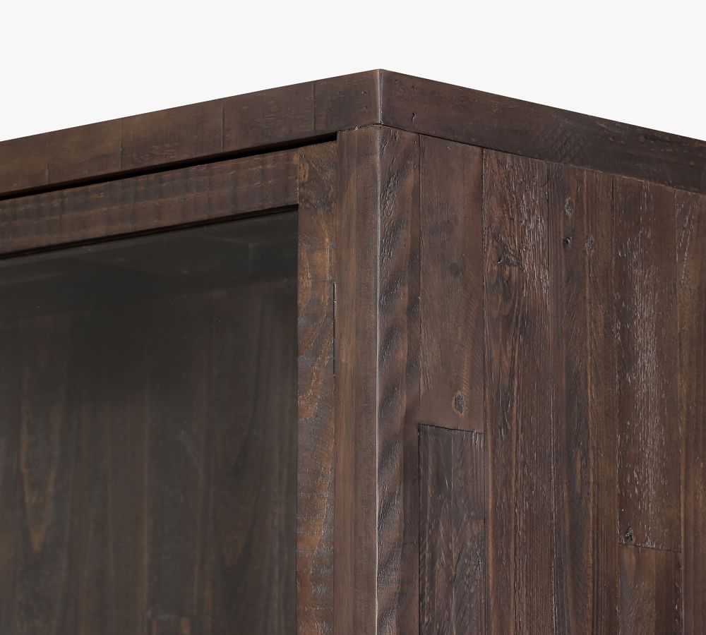 Braden Reclaimed Wood Display Cabinet, Natural Oak/Satin Brass, 42.5"L x 84"H - Image 1
