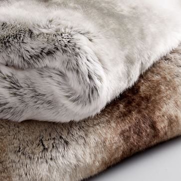 Faux Fur Ombre Throw, 60"x80", Feather Gray - Image 1