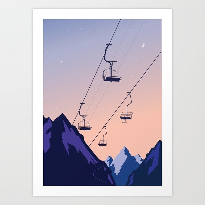 Chair lift sunset Art Print - Image 0