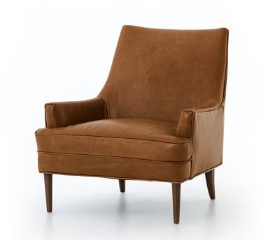 Reyes Leather Armchair, Polyester Wrapped Cushions, Statesville Ivory - Image 2