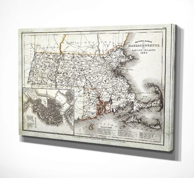 'Massachusetts Sketch Map I' Graphic Art Print on Wrapped Canvas - Image 1