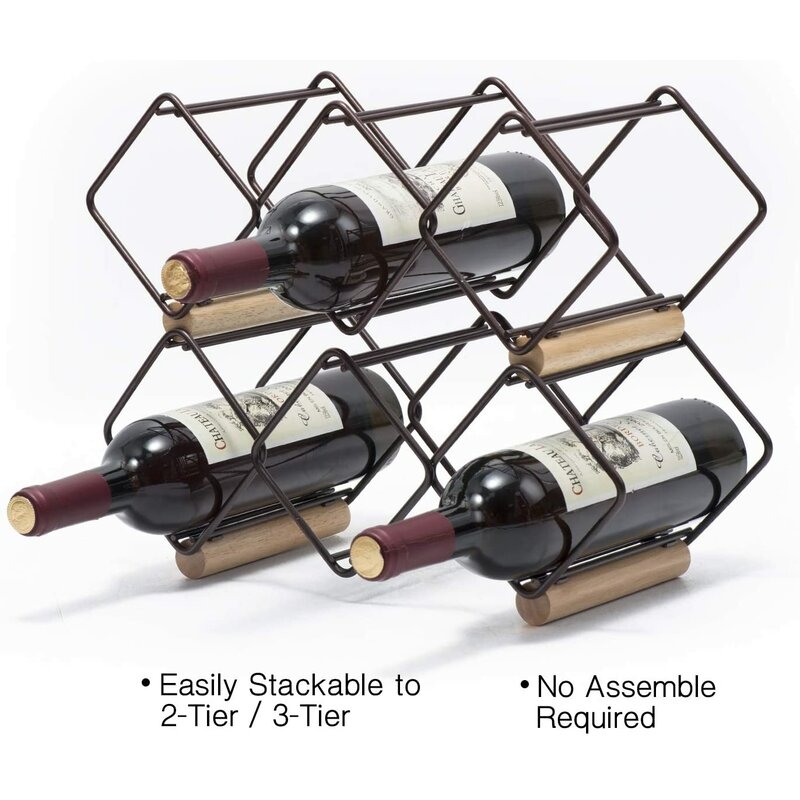 5 Bottle Tabletop Wine Bottle Rack in Black (stackable) - Image 1