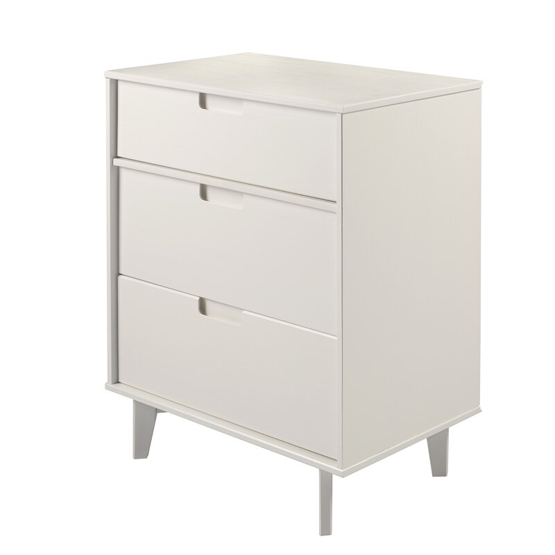 Dorinda Groove Handle Wood 3 Drawer Dresser- white - Image 2