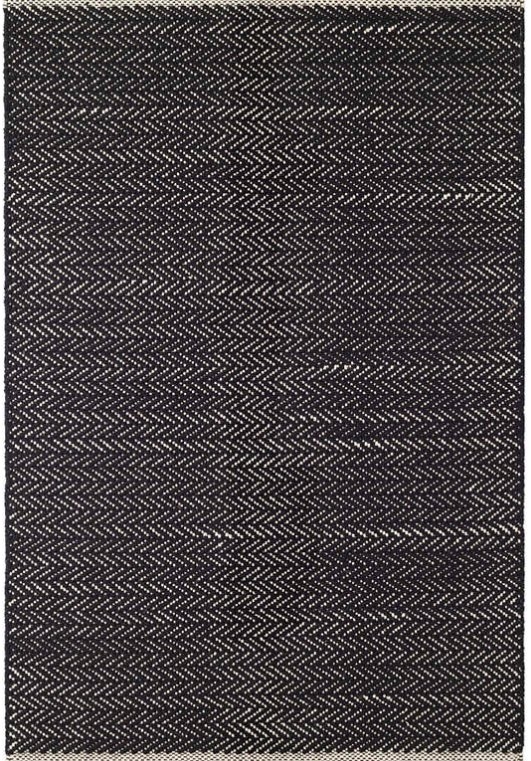 HERRINGBONE BLACK WOVEN COTTON RUG, 9x12 - Image 0