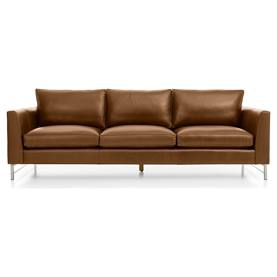 Tyson Leather 102" Grande Sofa with Stainless Steel Base - Image 0