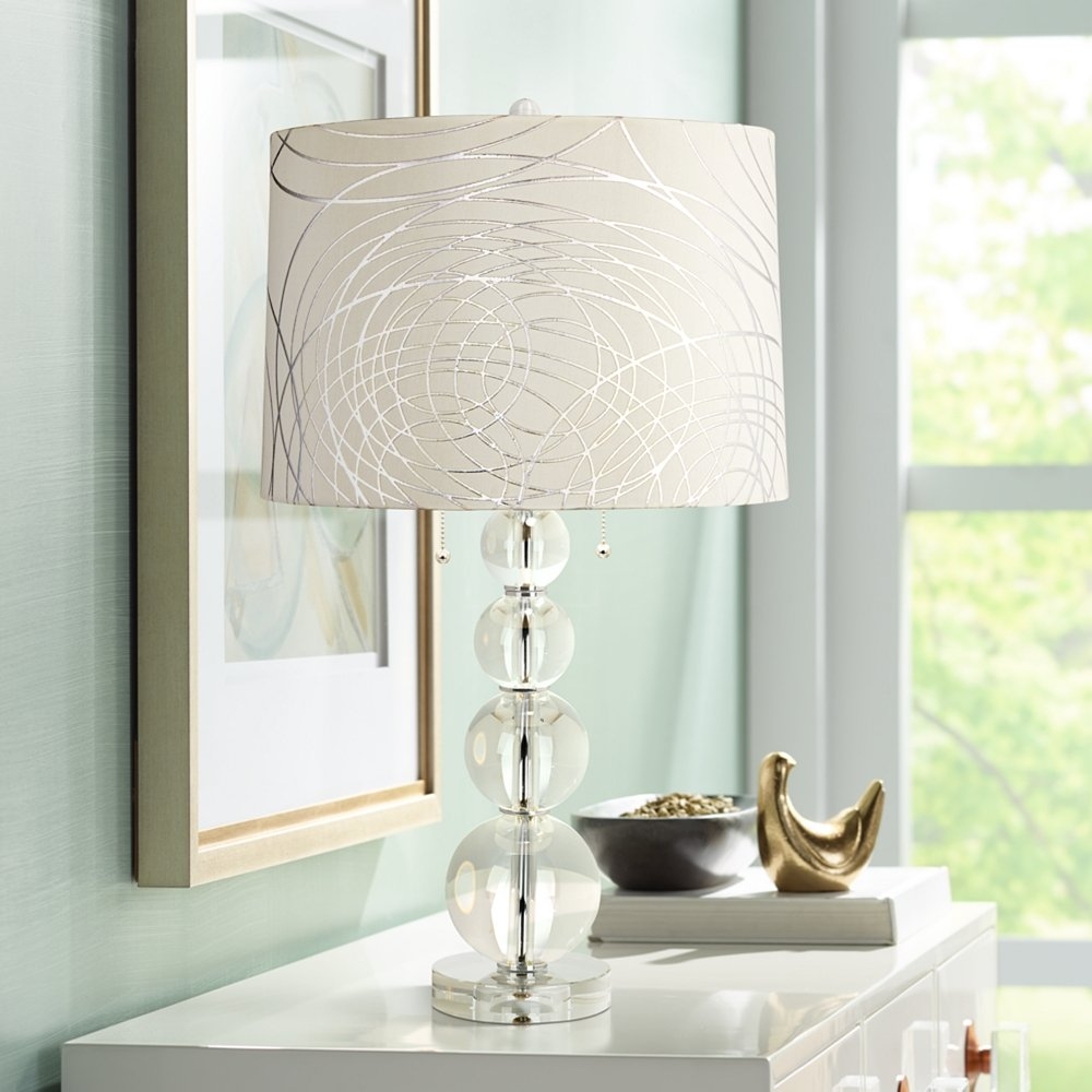Abstract Silver Circles Stacked Crystal Spheres Table Lamp - Style # 17F44 - Image 0