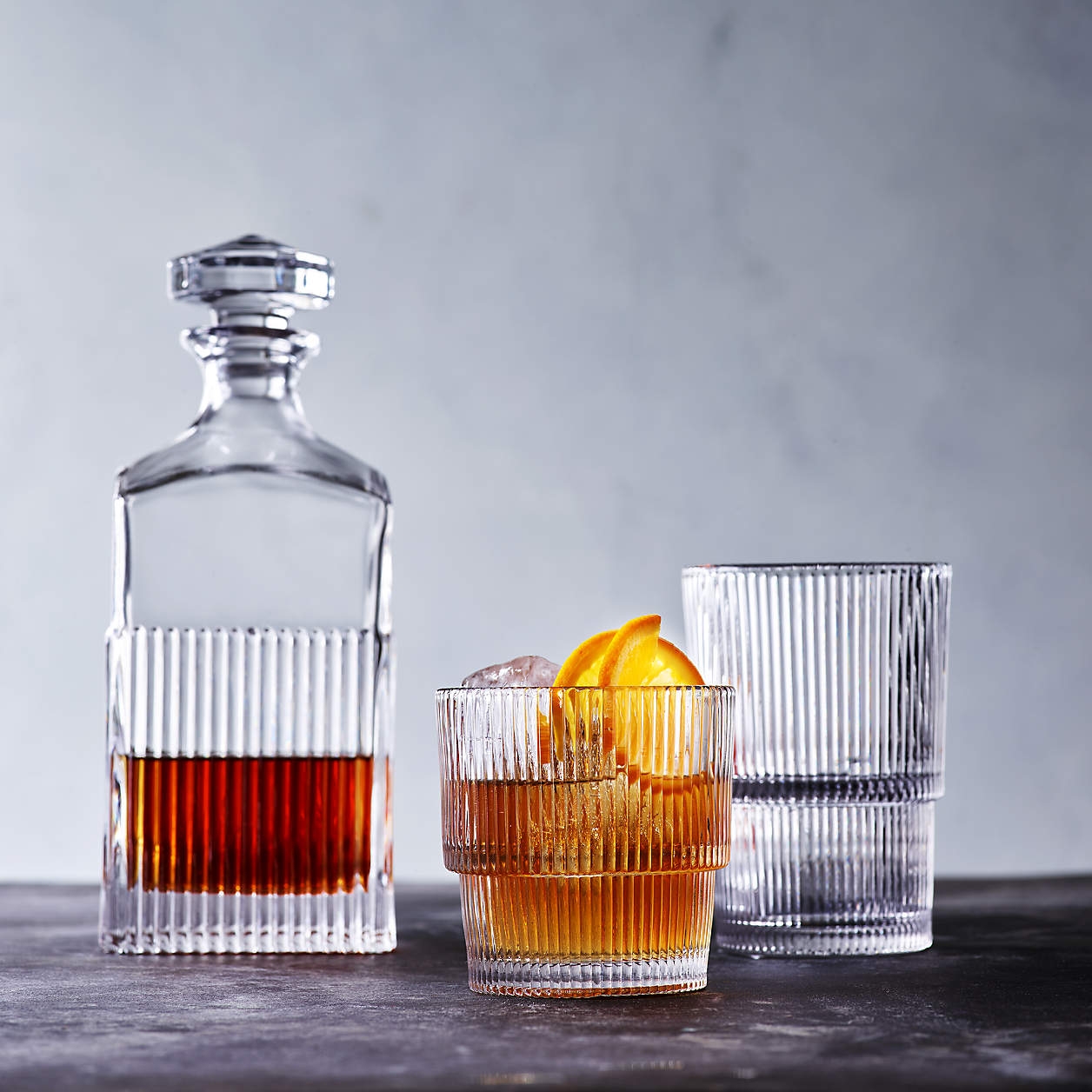 Atwell Stackable Ribbed Double Old-Fashioned Glass - Image 3