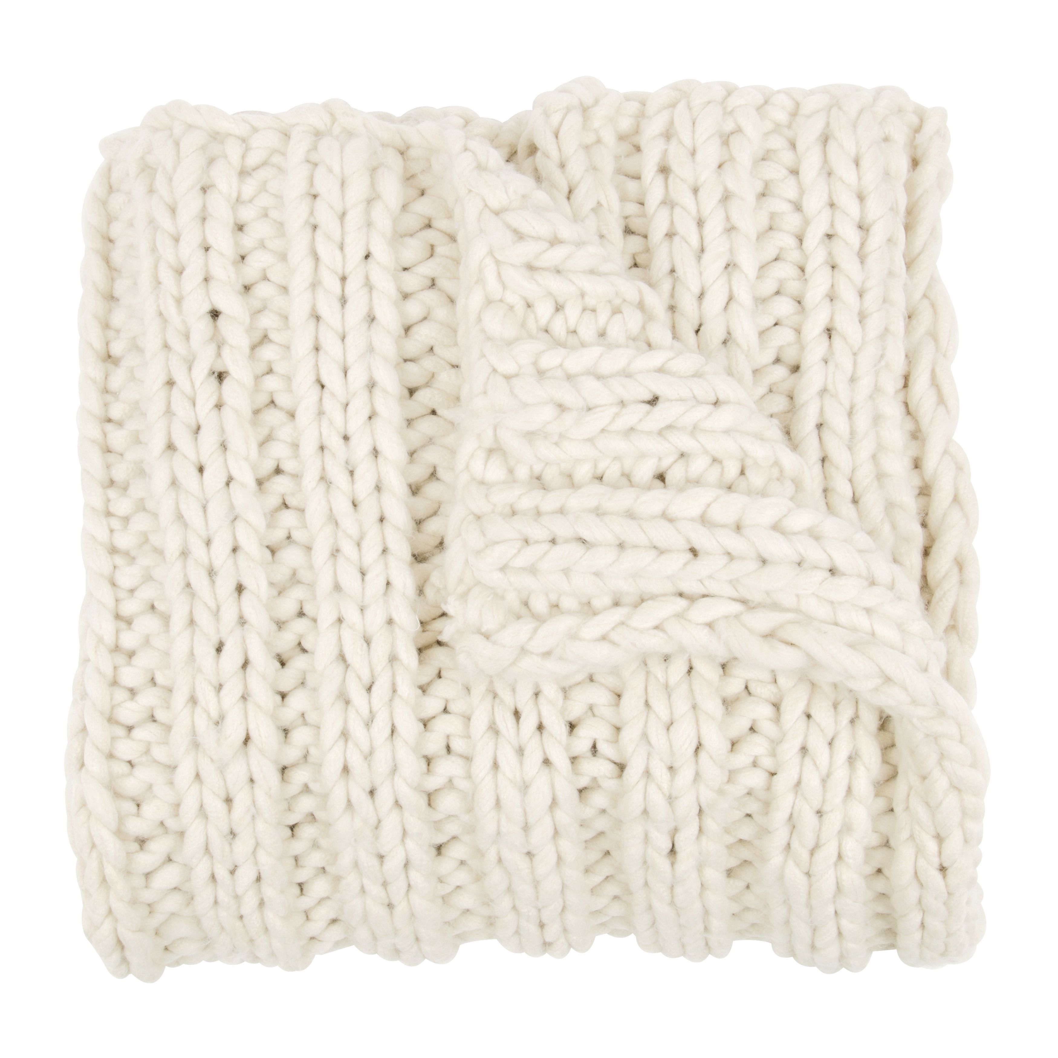 Kate and Laurel Chunky Knit Throw - Ivory - Image 0