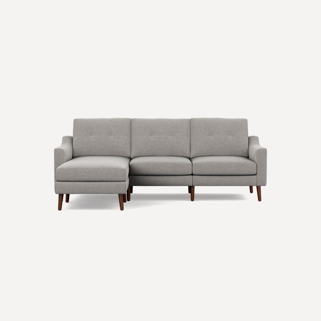 Nomad Sofa Sectional - Crushed Gravel - Walnut - Low Arms - Image 0
