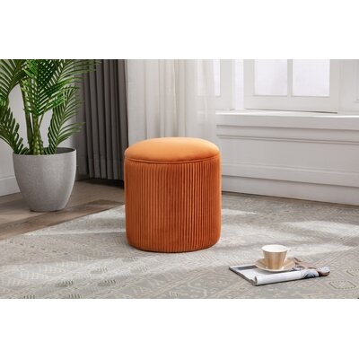 Arend 15.7'' Velvet Round Pouf Ottoman - Image 0